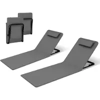 Woltu - Ligbed - Strandmat - Strandstoel - Opvouwbaar - 3-niveau Verstelbare Rugleuning - Lichtgewicht - Met Opbergtas - Grijs