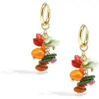 Yehwang Gouden Statement Oorbellen met Kleurrijke Bedels – Trendy Dames Oorringen Multicolor - Cadeau voor haar