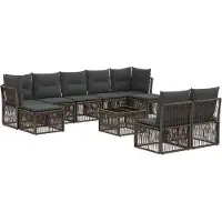 vidaXL Tuinbank Set 10 st Grijs poly rattan