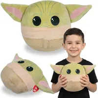 Sarcia.eu TY Star Wars Baby Yoda GROGU Zacht, decoratief kussen, SQUISHY BEANIES, sierkussen voor in de kamer - ronde mascotte 22cm