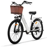 CYSUM X-City Elektrische Stadsfiets - 250W Motor - 26*1.95 Inch - 48V10.4Ah Accu - Shimano 7-Snelheden - 60-80KM Bereik - Wit