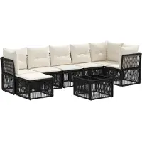 vidaXL Tuinbank Set 8 st Zwart poly rattan