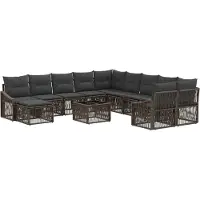 vidaXL Tuinbank Set 12 st Grijs poly rattan