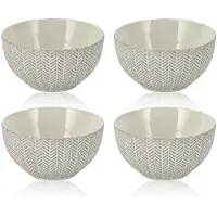 Discountershop Ramen Kommen 4 Stuks – Ø14 cm Ontbijtkommen Keramiek – 700 ml Soepkommen Zonder Oor voor Muesli, Yoghurt, Noedels en Salade – Grijs