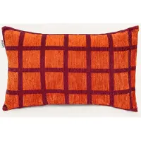 DOGGUO Sierkussen CHECK-CUSHION-ORANGE/BORDEAUX (60X40 cm)