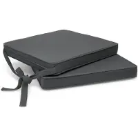 Beautissu Loft SK - Set van 2 Stoelkussens met Linten Zitkussen 45x40x5 cm - Zitkussens voor Stoelen Non-Slip met Afneembare Kussenhoes - Kussen Antraciet