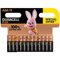 Duracell Alkaline Batterijen Plus AAA - Langdurige energie - 12 stuks