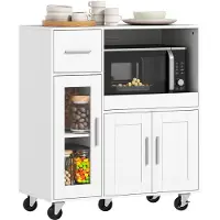 HOMCOM Microwave Cabinet-Spaanplaat, MDF-80L x 40B x 88,7H cm-Wit