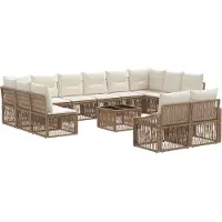 vidaXL Tuinbank Set 13 st Beige poly rattan