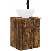 vidaXL Wandgemonteerde wastafelmeubel Gerookt eiken 39 x 41 x 64,5 cm