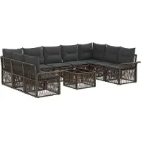 vidaXL Tuinbank Set 10 st Grijs poly rattan