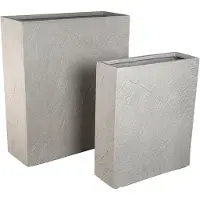 Ptmd Berwin Beige Fiber Cement Rock Pot S/2 Rectangle