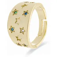 Luxenter ring met briljant zirkonia afgewerkt in 18K geel goud - Etav