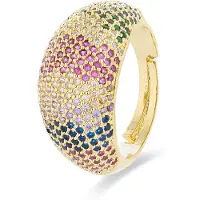 Luxenter ring met veelkleurige zirkonia afgewerkt in 18K geel goud - Ikahi