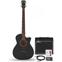 Gear4Music Electro Acoustic Bass Guitar Black 35W Bass Amp & Accessory Pack