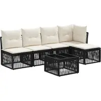 vidaXL Tuinbank Set 6 st Zwart poly rattan
