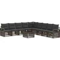 vidaXL Tuinbank Set 10 st Grijs poly rattan