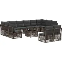 vidaXL Tuinbank Set 13 st Grijs poly rattan