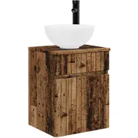vidaXL Wandgemonteerde wastafelmeubel Oud hout 39 x 35 x 63 cm