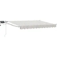 vidaXL Handbediende luifel met LED's Lichtgrijs en wit