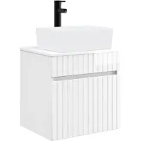 vidaXL Wandgemonteerde wastafelmeubel Hoogglans Wit 49 x 41 x 63 cm