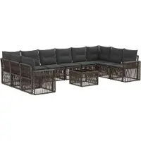 vidaXL Tuinbank Set 11 st Grijs en Donkergrijs poly rattan