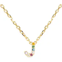 Luxenter Sterling Zilver 925 collier met Veelkleurige Zirkonia afgewerkt in 18K geel goud - Alfabet
