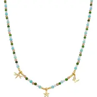 Luxenter Sterling Zilver 925 en Groen Kristal halsketting met 18k geelgouden afwerking - Lok