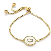 Luxenter armband in wit parelmoer afgewerkt in 18K geel goud - Alfabet
