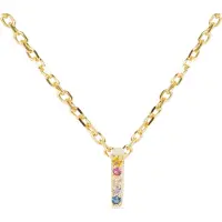 Luxenter Sterling Zilver 925 collier met Veelkleurige Zirkonia afgewerkt in 18K geel goud - Alfabet