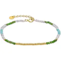Luxenter 925 Sterling Zilver en Groen Kristal armband afgewerkt met 18k geel goud - Vados