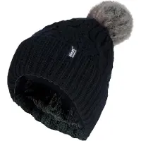 Heat Holder - Pom Pom-muts met boeien voor dames - Zwart