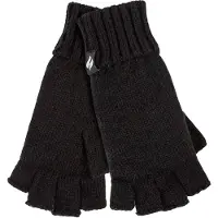 Heat Holder - Solide gebreide vingerloze dameshandschoenen - Zwart