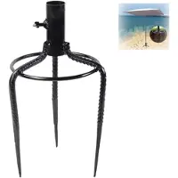 VHV - Parasolhouder - Grondanker - Parasolvoet - Grondpen - Voor tuin, gras en camping - Universeel - Stabiel - 37 x 19 x 19 cm - Zwart