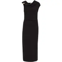 We fashion - Dames midi jurk met gouden accent - Zwart - Viscose - Maat: L