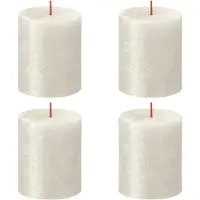 Bolsius Stompkaarsen Shimmer 4 st rustiek 80x68 mm ivoorkleurig