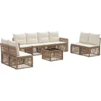 vidaXL Tuinbank Set 9 st Beige en Crème Wit poly rattan