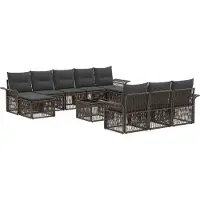 vidaXL Tuinbank Set 11 st Grijs poly rattan