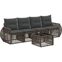 vidaXL Tuinbank Set 5 st Grijs en Donkergrijs poly rattan