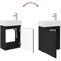 vidaXL Badkamermeubel met kraan Zwart 45,5 x 22,5 x 84 cm