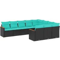vidaXL 10-delige loungeset voor de tuin met kussens, zwart kunststof vlechtwerk