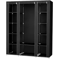 Songmics Draagbare kledingkast, opvouwbare kast, 150x45x175 cm, zwart