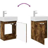 vidaXL Badkamermeubel met kraan Gerookt eiken 45,5 x 22,5 x 84 cm