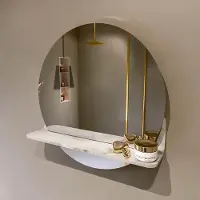 Mondiaz SPOT Badkamerspiegel - rond 50cm - spiegelplanchet - kleur Frappe SPOTPLNCHT50FRA