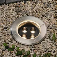 Arcchio LED-inbouwspot voor in de vloer Thentos, Ø 12 cm, 40°, nikkel, IP67 Thentos, alu / grijs / zink, Roestvrij staal, Grondspots