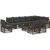 vidaXL Tuinbank Set 11 st Grijs poly rattan