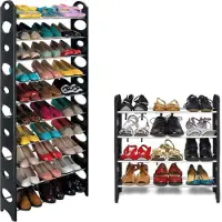 Home & comfort Schoenenrek stapelbaar - schoenenkast - max 30 paar schoenen opbergen - zwart - met hoes
