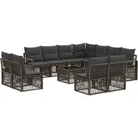 vidaXL Tuinbank Set 12 st Grijs poly rattan