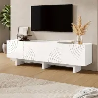 OKWISH Tv Meubel - 4 Deuren Met Boogpatroon - Woonkamer Lowboard Met Opbergruimte - Wit MDF En Spaanplaat - 170x35x50 Cm