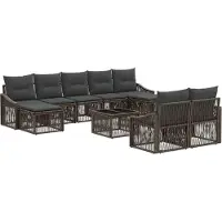 vidaXL Tuinbank Set 10 st Grijs poly rattan
